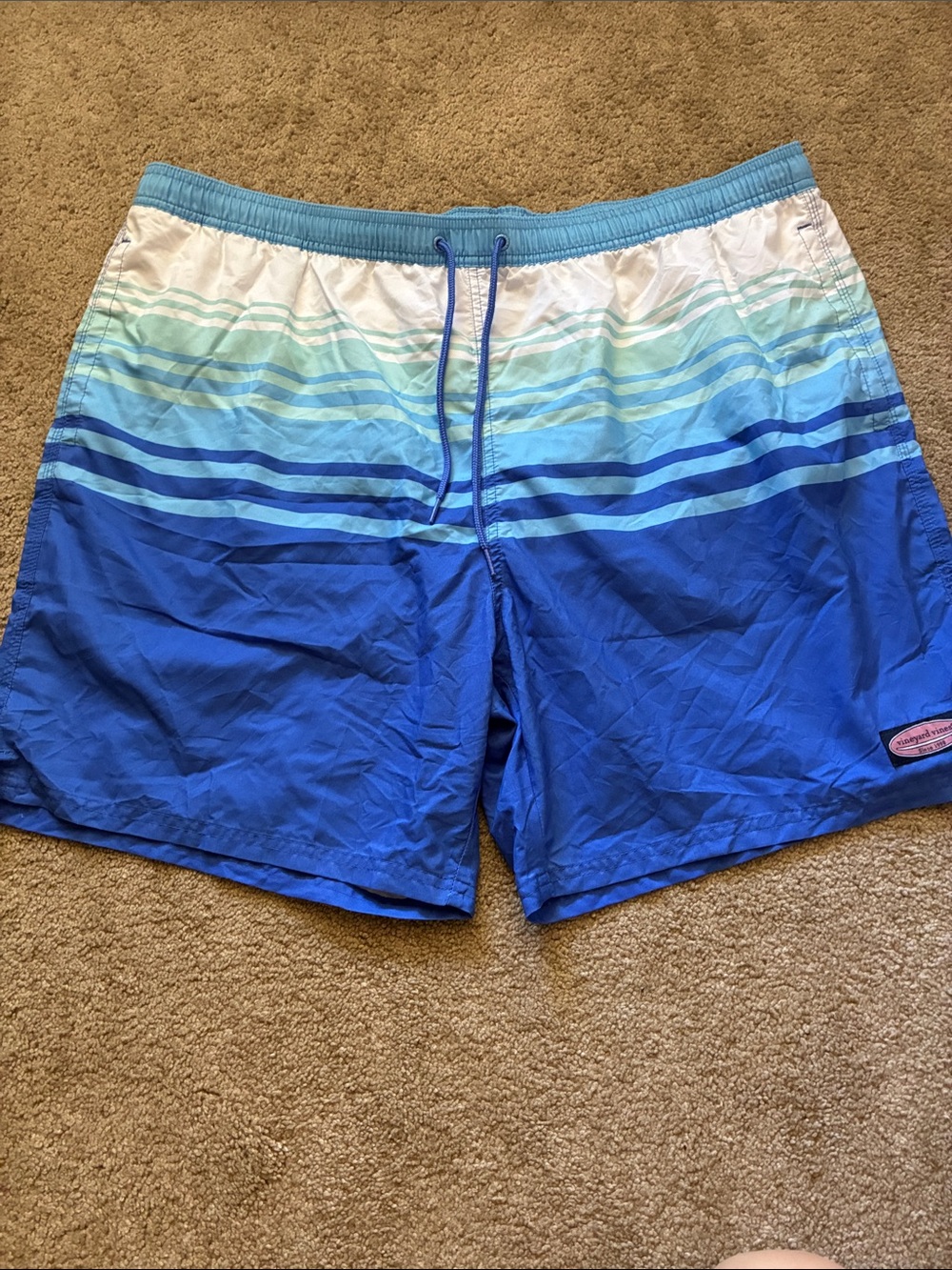 Vineyard Vines Blue Striped Ombre Swim Trunks Board Shorts Men's XXL